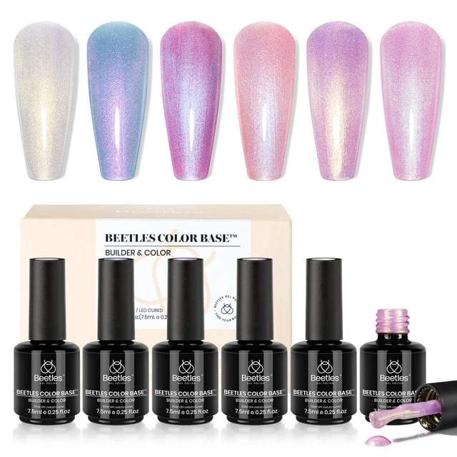 Set de Gel para Uñas Base de Goma Perla Beetles 6 Piezas para Mujeres