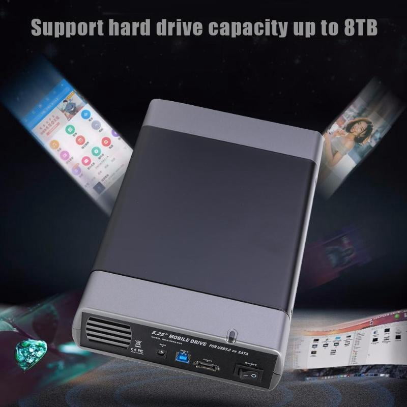 5.25 Inch Optical Drive Case USB3.0 to 3.5 inch USB Type-B SATA External HDD Enclosure Support 8T (US Adapter)