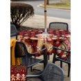 thumbnail image 4 of Outdoor Tablecloth with Umbrella Hole and Zipper, Gingerbread Christmas Square Table Cloth 60x60 Inch Waterproof Tablecloth, Xmas Balls Branches Red Buffalo Plaid Picnic Table Cover for Patio Camping, 4 of 7