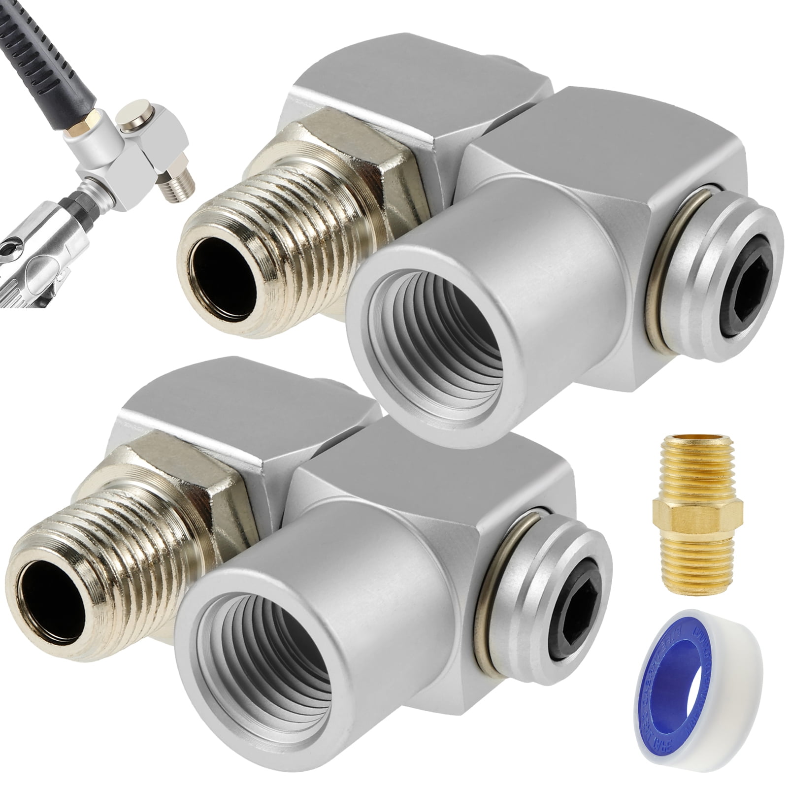 Air Hose Connector, Pneumatic Air Fittings, 360 Degree Swivel