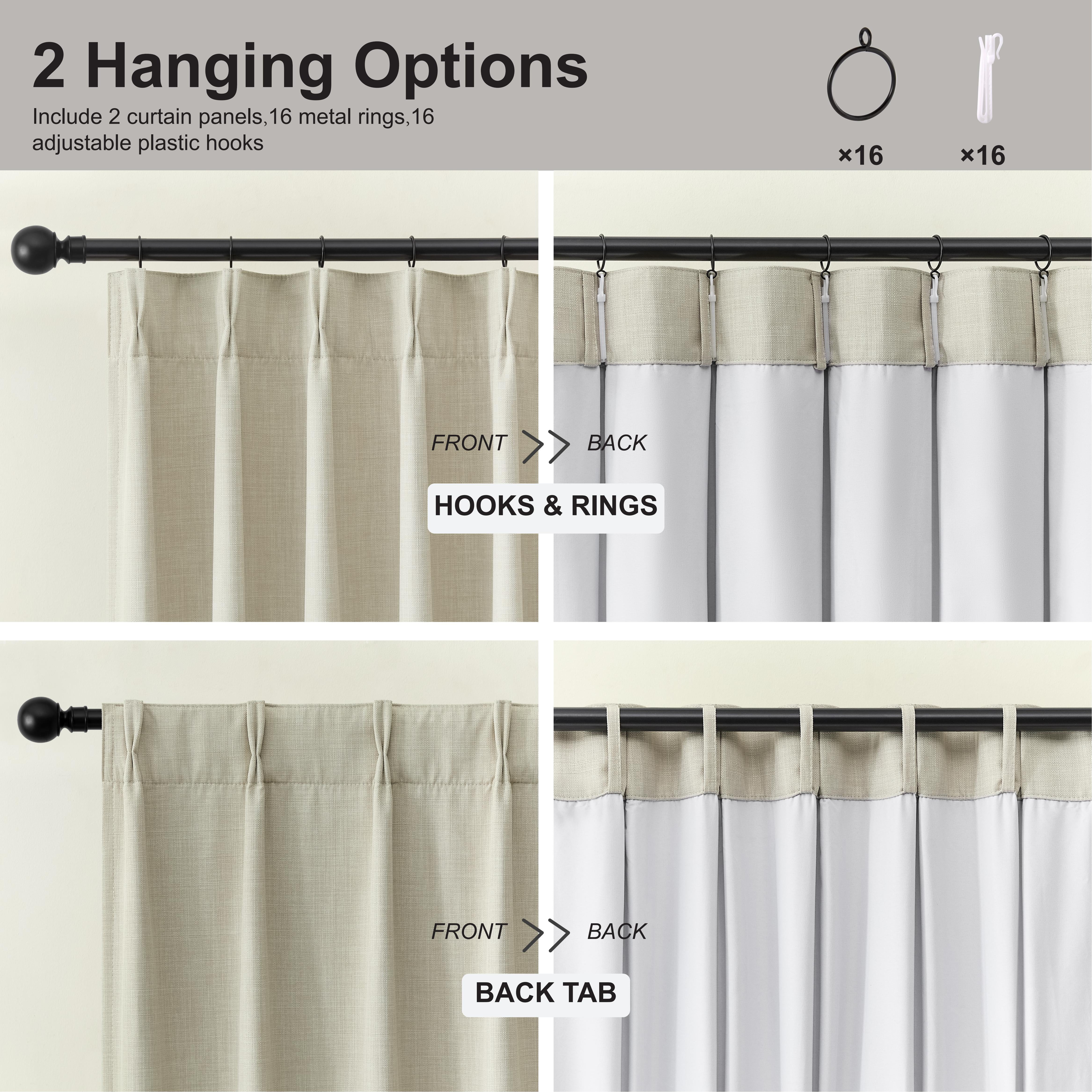 Mumo Full Blackout Pinch Pleated Curtains for Bedroom Living Room,2 Panels,Cream,40×95 Inches