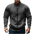 thumbnail image 3 of Txeol Dark Gray Zip Up Cargo Jacket for Men Long Sleeve Athletic Workout Sweatshirt Lightweight Outdoor Tactical Jackets with Pockets,XXL, 3 of 10