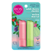 eos Sunset Sips Lip Balm Sticks - Melon Mai Tai & Wild Cherry Slushie | 0.14 oz | 2-Pack