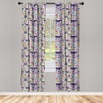 thumbnail image 5 of Ambesonne Floral Window Curtains, Butterfly Pansy Flower Leaf, Each 28" W x 95" L, Pale Tan and Multicolor, 5 of 5
