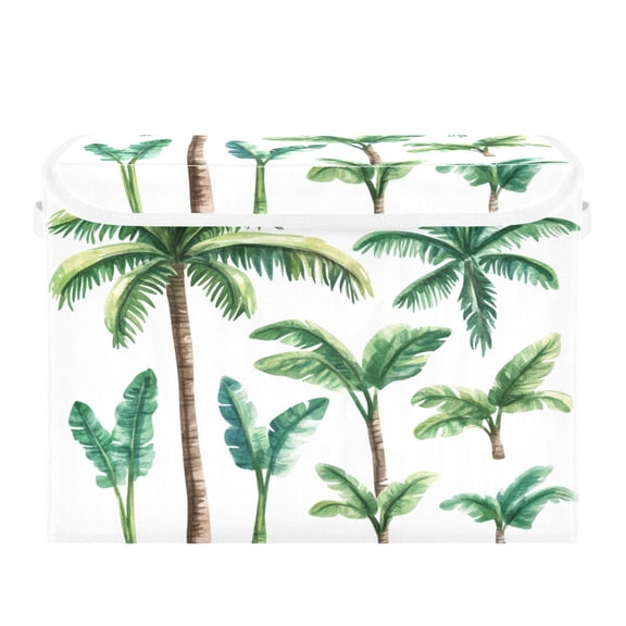 Storage Box With Lid 16.5x12.6x11.8In Foldable Stacked Household Storage Box Kathon Palm Tree