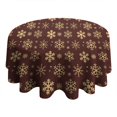 thumbnail image 4 of Brown Christmas Snowflake Pattern Round Tablecloth 60"x60",Wrinkle Wipeable Table Cloth for Kitchen Dining Room Picnic Patio Party, 4 of 6
