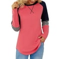 thumbnail image 4 of TEMOFON Womens Sweatshirts Fashion Crewneck T Shirts Color Block Tunic Tops Casual Winter Striped Long Sleeve Shirts, 4 of 5