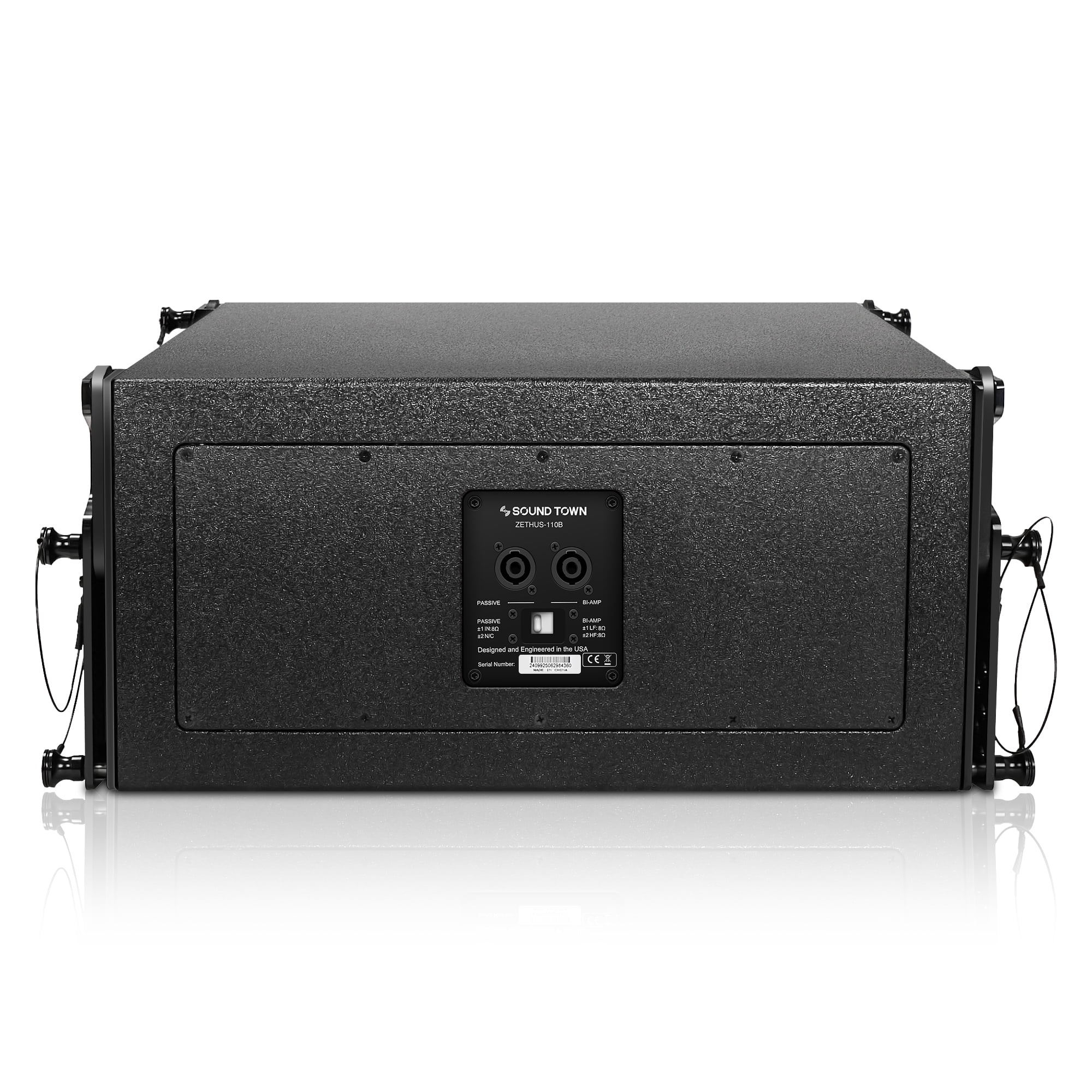 Sound Town ZETHUS Series 10” Passive Two-Way Line Array Loudspeaker, Full-Range/Bi-Amp Switchable, Birch Plywood, Black (ZETHUS-110)