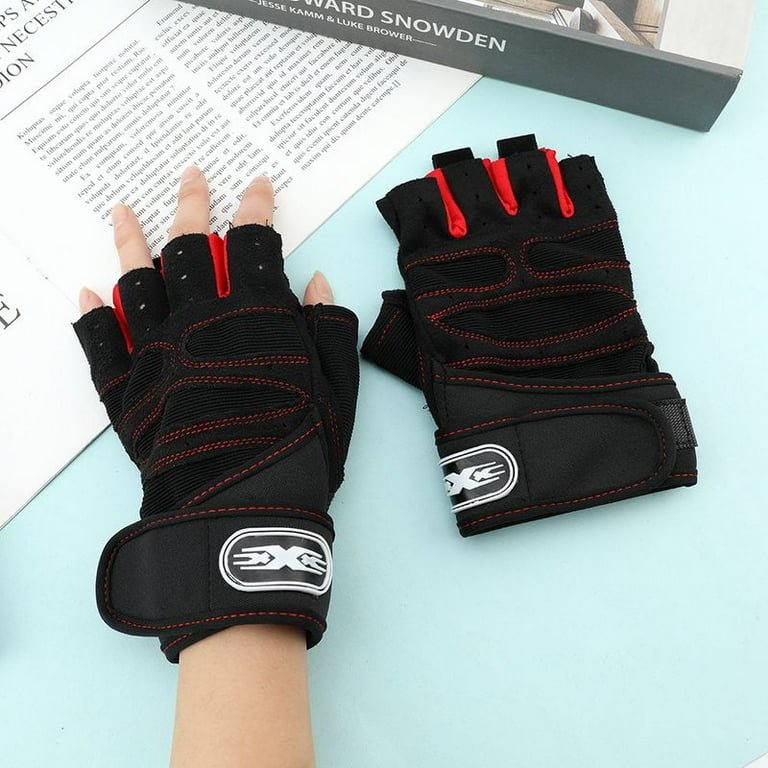 Taicanon 1Pair Half Finger Bicycle Gloves with Wrist Support Workout Gloves with Enhanced Wrist Support for Weightlifting Pullups Gym