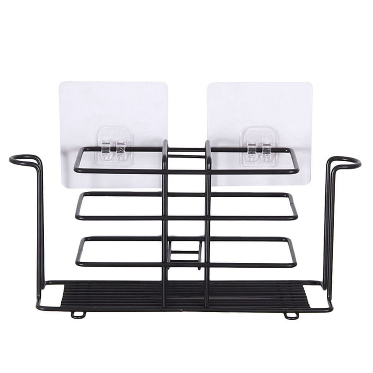 1pc Wall Mounted Storage Rack,Black Self Adhesive Storage Shelf For  Bathroom