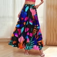 thumbnail image 4 of WMTBSRSW Floral Maxi Skirts for Women Summer High Waist A Line Flowy Beach Vacation Boho Midi Long Skirt Dark Blue 3X-Large, 4 of 9