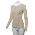 thumbnail image 5 of A2Y Women's Basic Solid Long Sleeve Crew Neck Fitted Thermal Top Shirt Oatmeal S, 5 of 6