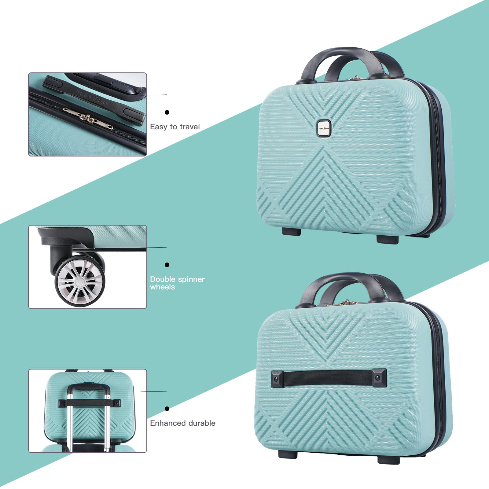 Tripcomp Luggage Sets 2 Piece Suitcase Set (14/20/)Hardside Suitcase with Spinner Wheels Lightweight Carry On Luggage(Light Blue)