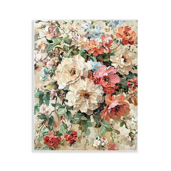 Stupell Industries Aged Abstract Flowers Floral Painting Unframed Art Print Wall Art, 11 x 14
