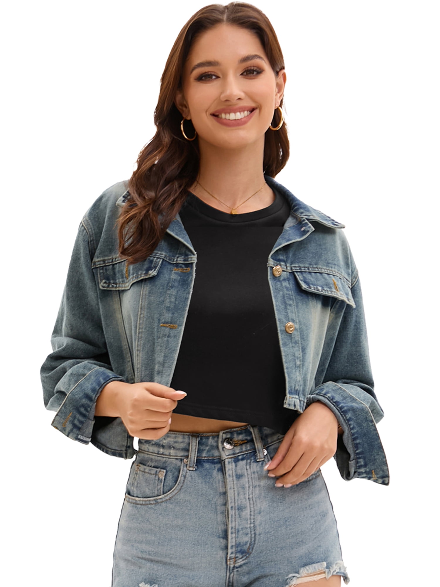 DARING DIVA Stylish Loose Fit Women's Top with Crew Neck Design M Black