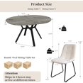 thumbnail image 2 of Extendable Round Dining Table Set for 4 People, 43.3"-59.1" Extendable Kitchen Table with 4 Upholstered Chairs, Space Saving for Kitchen Dining Room (Grey Table+4 U-Shaped White Chairs), 2 of 13