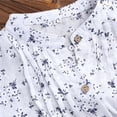 thumbnail image 4 of Women's Floral Print V-Neck Casual Long Sleeve Ruched Cotton & Linen Blouse, 4 of 5
