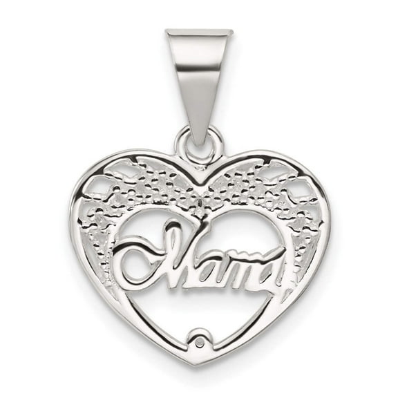 Sterling Silver Mama Heart Charm with 18-inch Chain