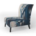 thumbnail image 3 of Designart "Cool Blue Daisy II" Blue Floral & Botanical Upholstered Accent Chair - Traditional Arm Chair For Living Room, 3 of 5