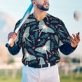 thumbnail image 5 of Zufioo Glowing Butterfly Print Men's Baseball Short Sleeve, Moisture Wicking Button-Down Hip Hop Tee-4X-Large, 5 of 7