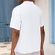 thumbnail image 4 of Ceisia Men's Relaxed Fit Short Sleeve Cuban Collar Cotton Linen Blend Shirt with Dual Chest Pockets White XXXL Gifts, 4 of 8