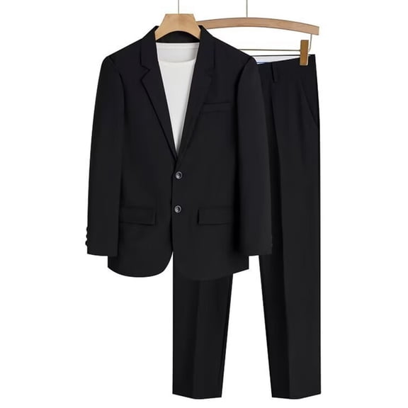 Bpyeka Men's Suit Fabric 2 Piece Set Two Button Lapel Blazer and Straight Dress Pants Spring Fall Business Matching Set M-3XL