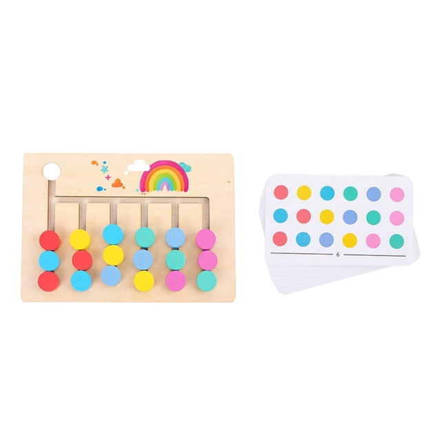 Milaget Montessori Learning Toys Slide Puzzle Family Game Color and Shape Matching Brain 6 Color