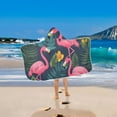 thumbnail image 2 of Yayeee Kids Hooded Towels Toddler Soft Absorbent Beach Bathing Wrap 50" x 23.5", Yellow Floral Flamingo, 2 of 5