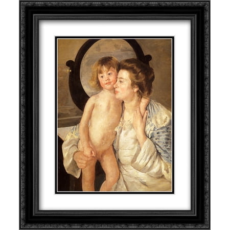 Mary Cassatt 2x Matted 20x24 Black Ornate Framed Art Print 'Mother And Child (The Oval Mirror)'