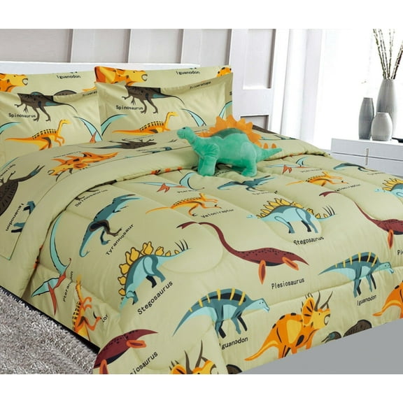 SAMIMPORT-2011 8-Piece Dinosaur Taupe Bed in a Bag, Full