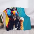 thumbnail image 3 of Yiaed Rainbow Bulldog Sunglasses Print Blanket Throw Blanket Soft Cozy Flannel Blanket for Home Bed Sofa Couch Chair-60"x50", 3 of 6