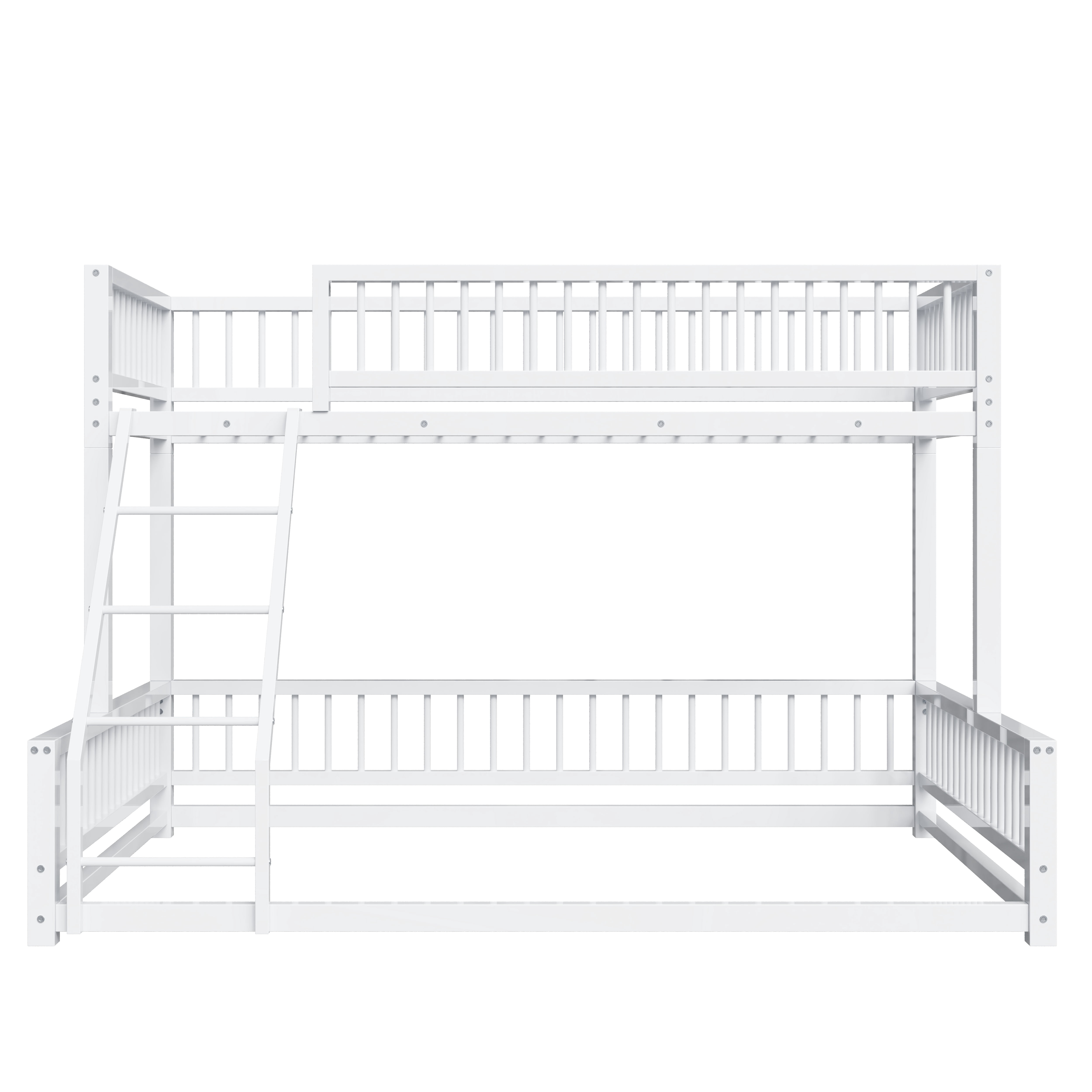 Noble House Twin XL over Queen Bunk Bed, Heavy Duty Metal Frame with Integrated Ladder and Safety Guardrails, White