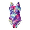 thumbnail image 4 of WERYOUNG Girl's One-Piece Swimsuits Sleeveless Scoop Neck Colorful Graphic Print Kids Swimwear Beach Sports Versatile Soft Children Beachwear, 4 of 5