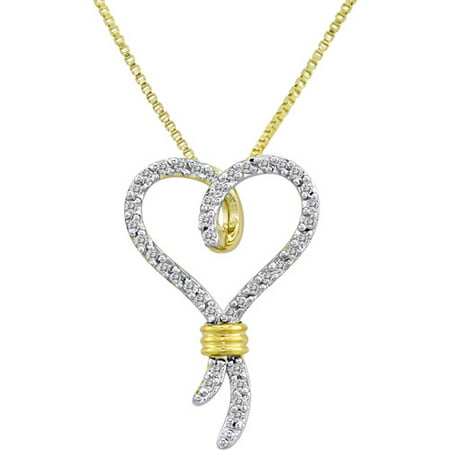 Knots of Love 14kt Yellow Gold over Sterling Silver 1/10 Carat T.W. Diamond Heart Pendant, 18