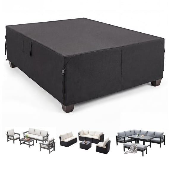EDX 600D Heavy Duty Patio Couch Cover, Waterproof UV-Resistant for Outdoor Sofa & Rectangular Furniture Set, 108" x 82" x 28"