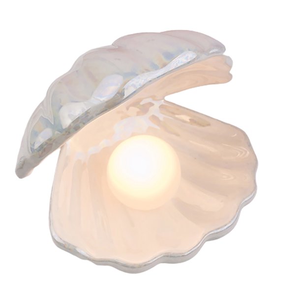 Shell Pearl Light-Ceramic Bedside Shell Lamp Portable Light Decor (Blanco) Tmvgtek Iluminación del hogar multifuncional