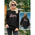 thumbnail image 5 of QAFOPEH Women Love Peach Heart Printed Crew Neck Long Sleeve Sweatshirt, 5 of 7
