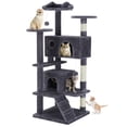 thumbnail image 1 of edx 54" Cat Tree Tower, Multi-Level Pet Indoor Furniture with Scratching Post, Large Condo, Climbing Ramp for Kitten, Dark Grey, 1 of 8