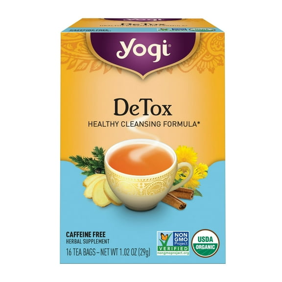 Yogi Tea DeTox, Caffeine-Free Organic Herbal Tea Bags, 16 Count, 1.02 oz (Pack of 2)