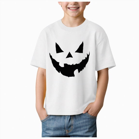 NIEWTR Girls Halloween Shirts Pumpkin Ghost Print Tshirt Kids Short Sleeve Tee Top Halloween Tshirt Girls 2t 3t 4t 5t(7-8 Years)