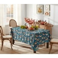 thumbnail image 5 of Newbridge Thanksgiving Woodland Critter Autumn and Fall Print Rectangle Vinyl Tablecloth with Flannel Backing, 52 x 52 Inch, Squirrels, Acorns, Deer and Owl Autumn Leaf Wreath Holiday Table Cover, 5 of 9
