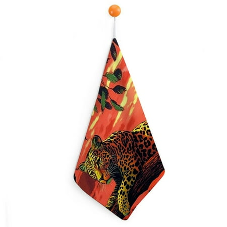 

SHERONV Leopard Tree Branch Reusable Hand Towels Ultra-Fine Fiber Kitchen 30x30cm 4pcs