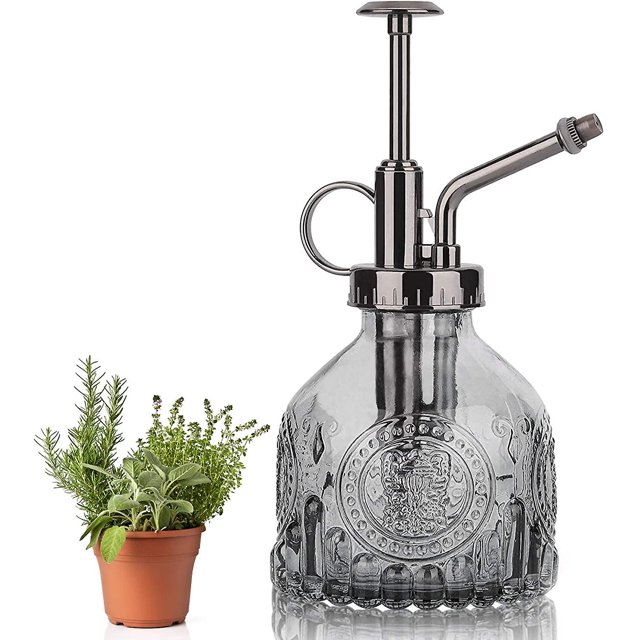 Lata de riego de vidrio floral, lata de riego por aerosol, lata de riego de plantas vintage, lata de riego por aerosol para plantas de interior, lata de riego de vidrio vintage, agua de vidrio Feliz Sencillez