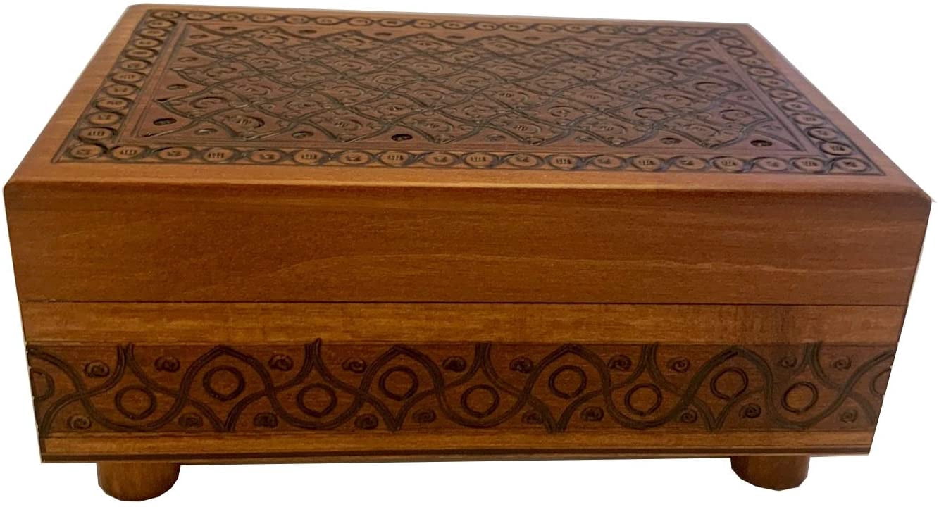 Handmade Wooden Puzzle Box Polish Linden Wood Secret Opening Keepsake Jewelry Box