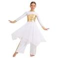 thumbnail image 2 of iiniim Girls Praise Dance Dress Long Sleeve Church Robe With Palazzo Pants Outfit Worship Liturgical Dancewear White 16, 2 of 7