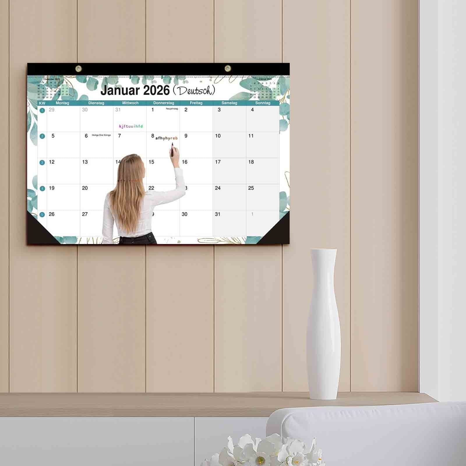 Cadorn 18-Month Wall Calendar Jan 2026 - Jun 2027, Spiral Binding with Hanging Hook, Monthly Weekly Planner for Home Office Organization