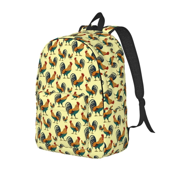 Balery Roosters In Farm Mochila Clásica Impresa Básica para Viaje, Mochila Escolar Resistente al Agua, Mochila de Lona con Correas Ajustables-Medium