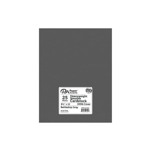 Paper Accents  Cardstock 8.5"x 11" Heavyweight Smooth 100lb Battleship Grey 25pc