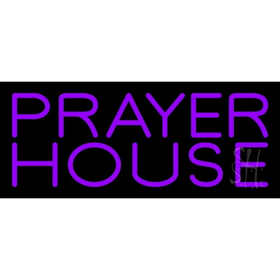 Purple Prayer House LED Neon Sign 6" Tall x 15" Wide - inches Black Square Cut Acrylic Backing, with Dimmer - Premium built indoor Sign for Home décor, Event, Religious place, Store interior, Office.