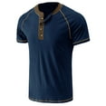 thumbnail image 4 of Mens Shirts Summer Short-sleeved ButtonT-shirt Casual Solid Top Short-sleeved Casual Sports Daily Top Blouse, 4 of 5